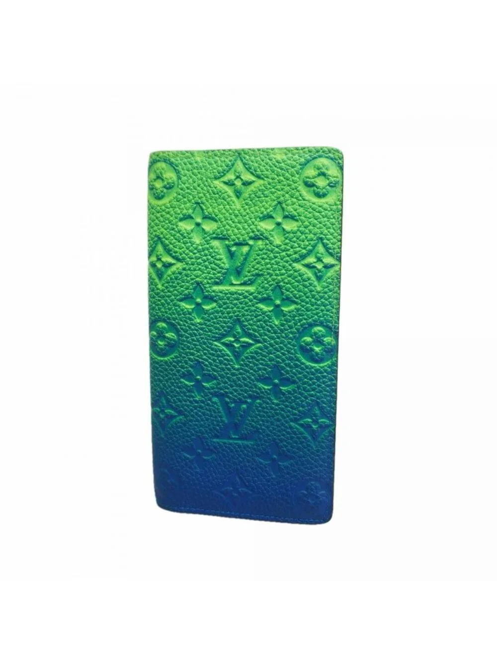 Louis Vuitton Wallet Taurillon Monogram Portefeuille Brazza Blue Green